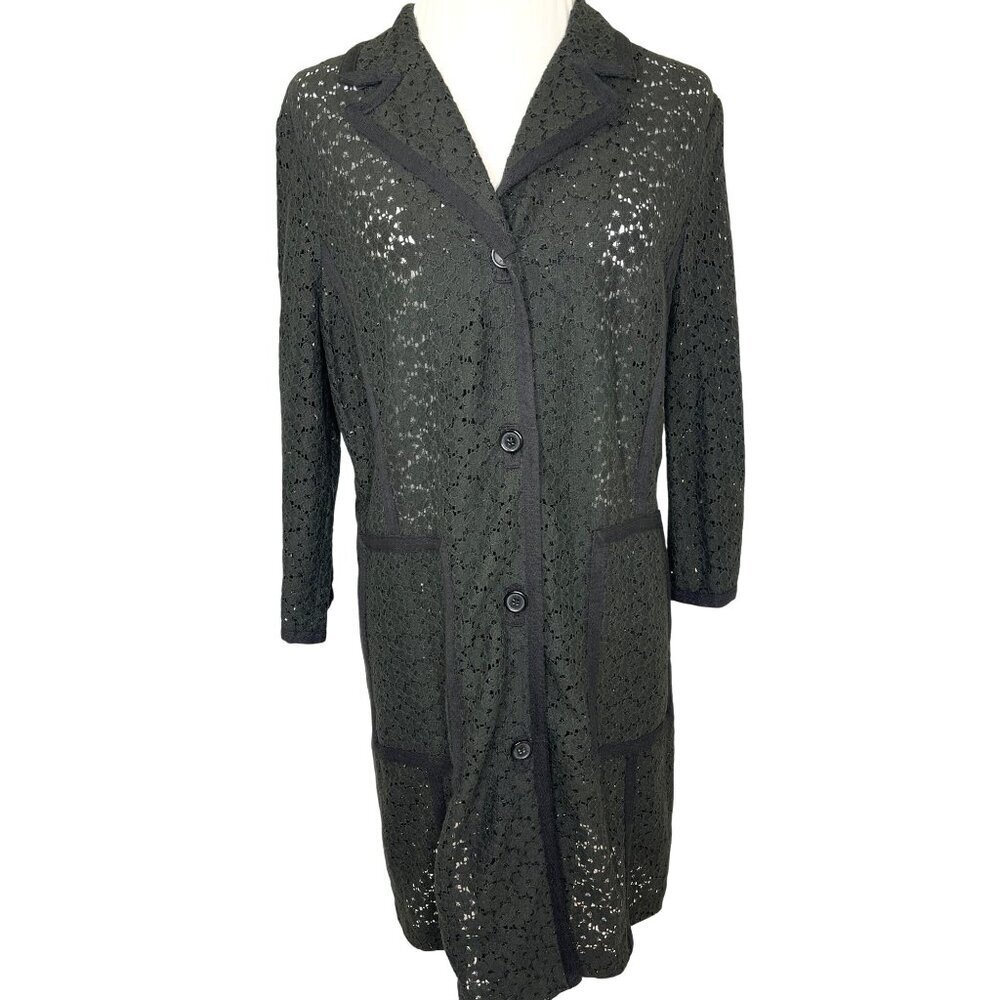 Yansi Fugel Black Lace Coat Long Sleeve Ladies Size Large